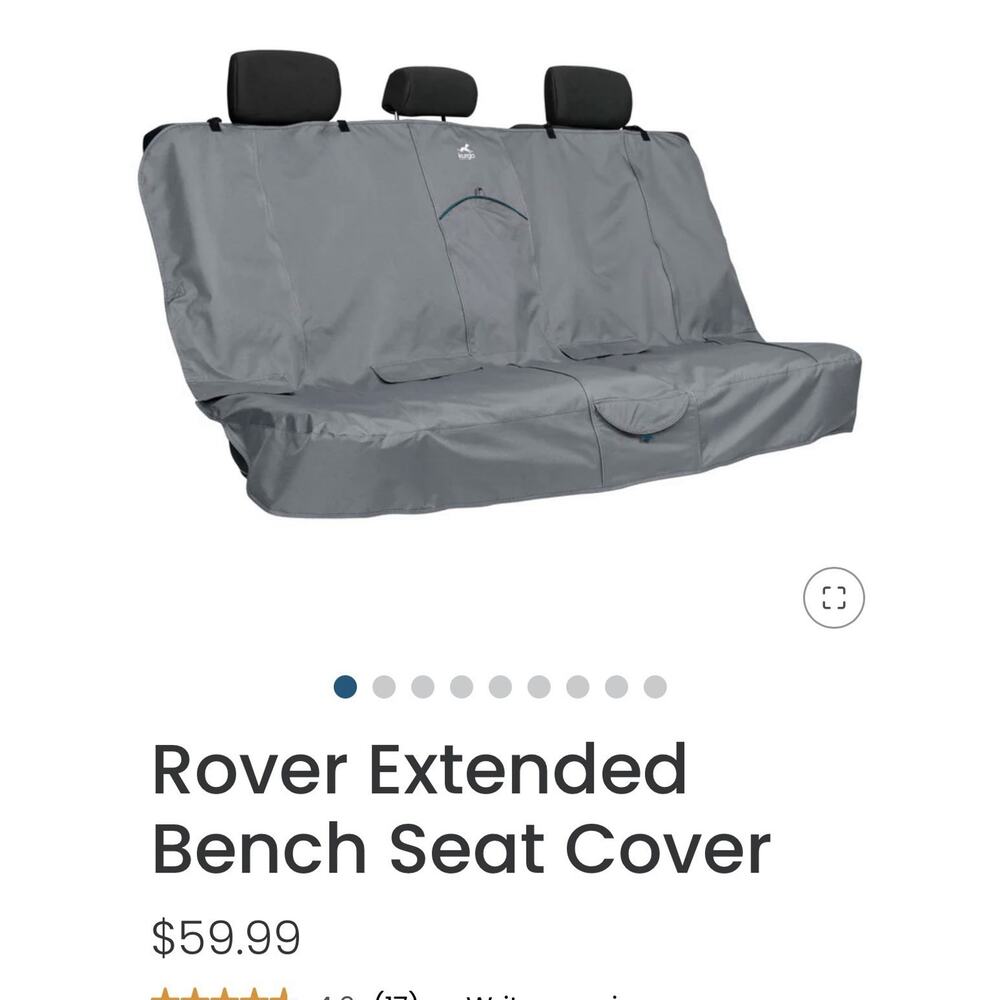 Kurgo 63” Extended Bench Seat Cover Heather Gray Waterproof Dog Car Protector - Picture 9 of 10